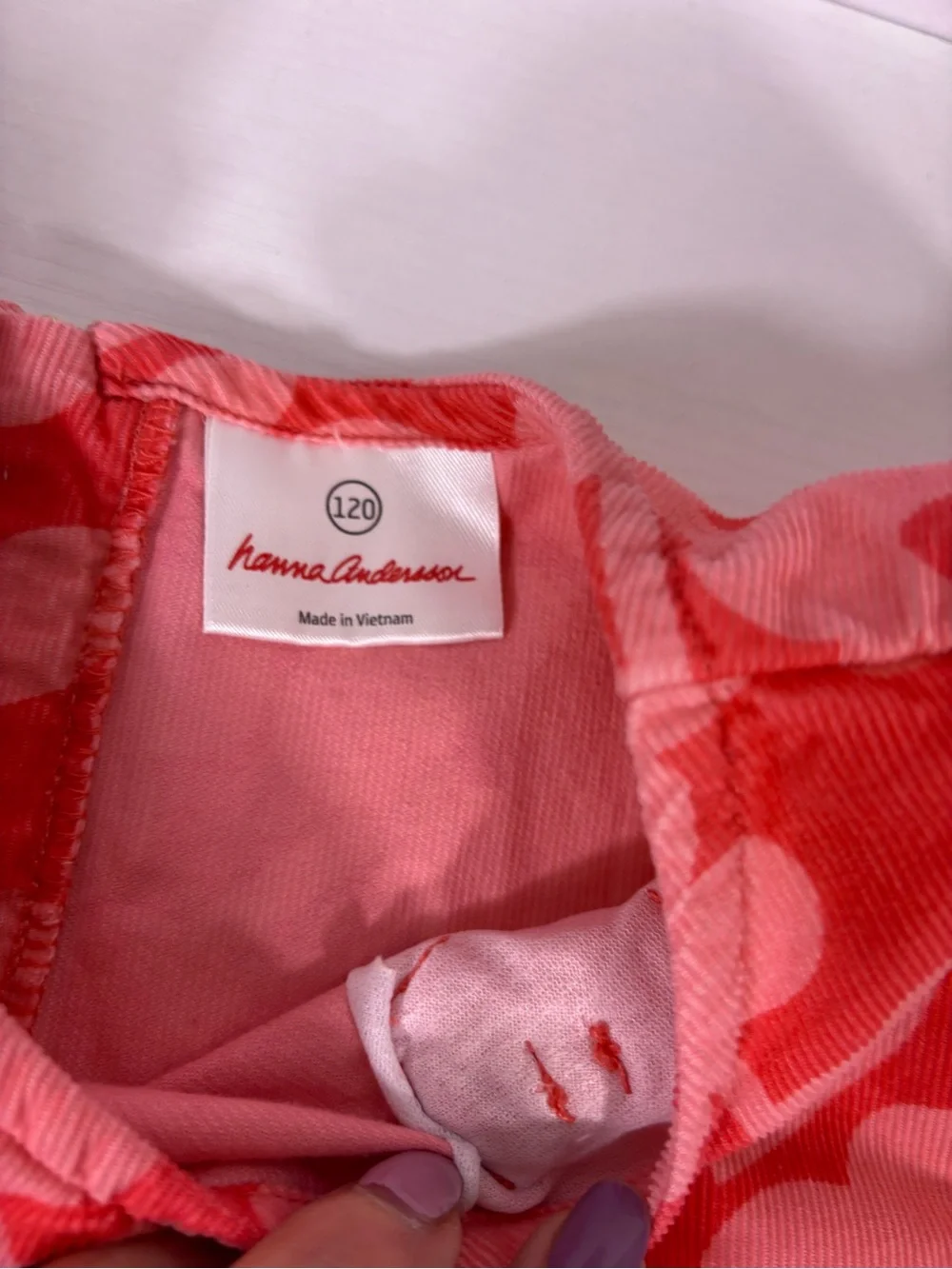 Hanna Andersson Floral Corduroy Dress Pink Orange Size 120 Girls 6 7